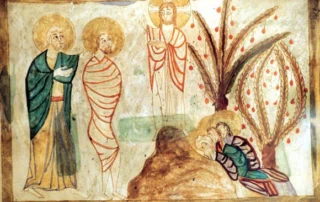 Miniatur der Verklärung Christi im armenisches Evangeliar (Ms 6201. Fol 6) aus dem Jahre 1038.
