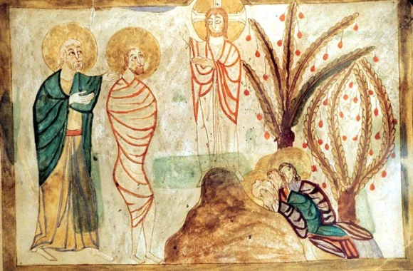 Miniatur der Verklärung Christi im armenisches Evangeliar (Ms 6201. Fol 6) aus dem Jahre 1038.