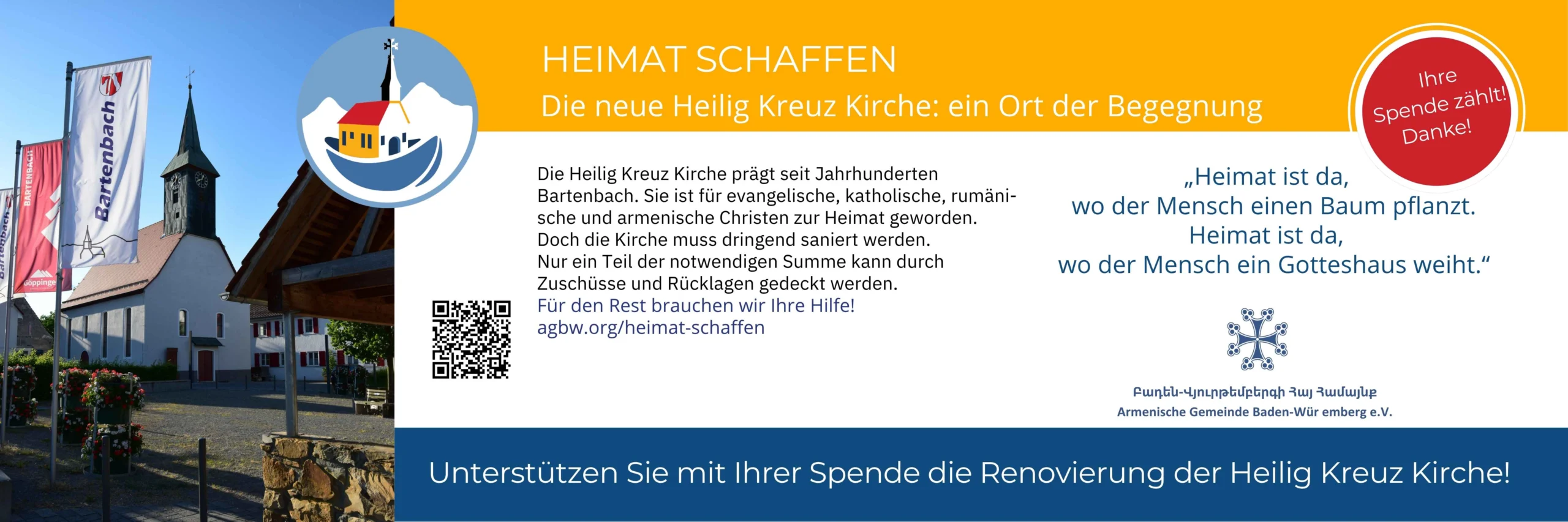 Kampagne Heimat schaffen der Armenischen Gemeinde Baden-Württemberg zur Sanierung der Hl. Kreuz Kirche in Bartenbach